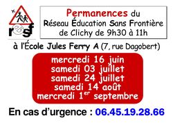 Affiche - Permanences resf Clichy - été 2010