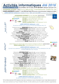 Activités été 2016